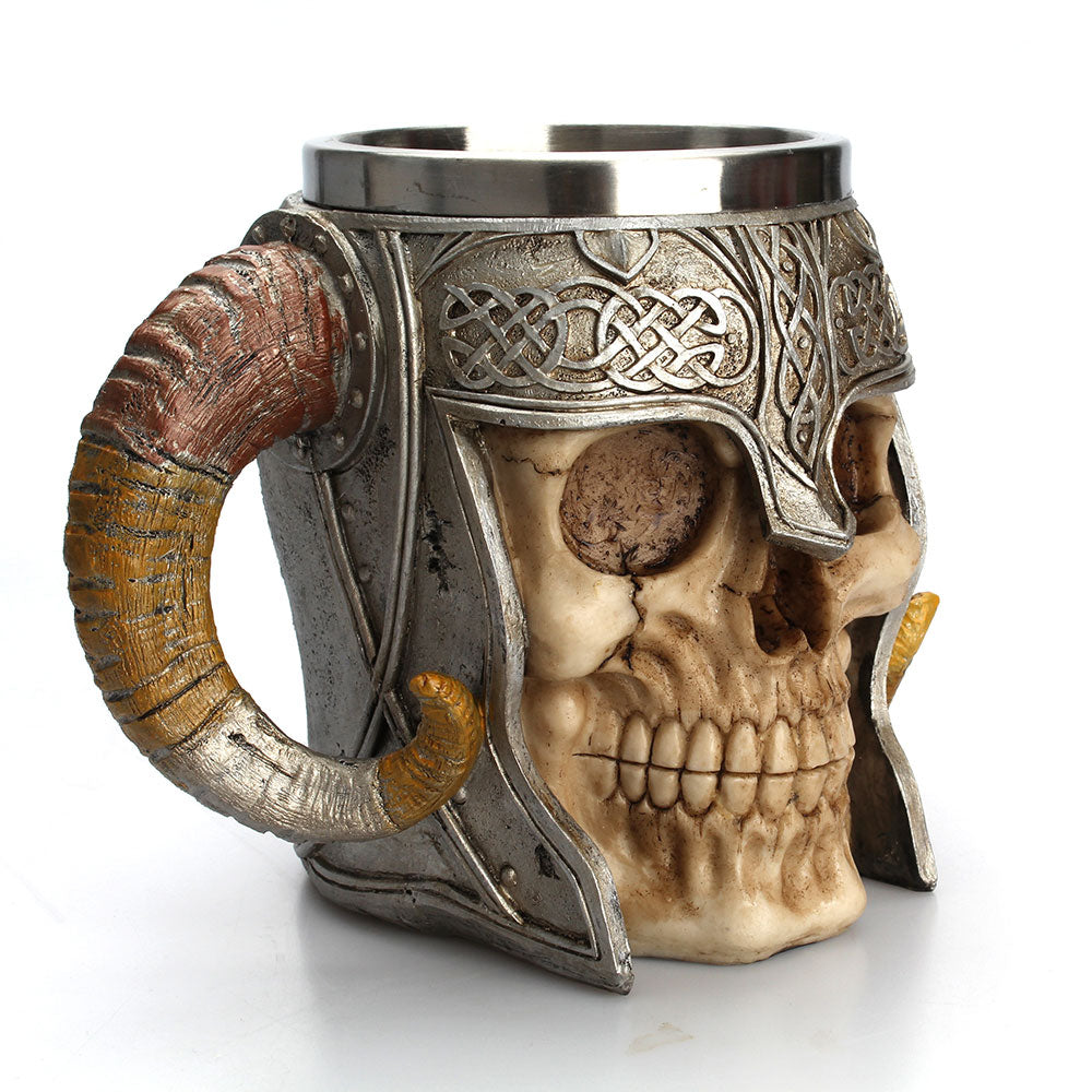 stain resistant Steel Skull Mug Viking Ram Horned Pit Lord Warrior Beer Stein Tankard Coffee Mug Tea Cup
Bar Drinkware Gift
