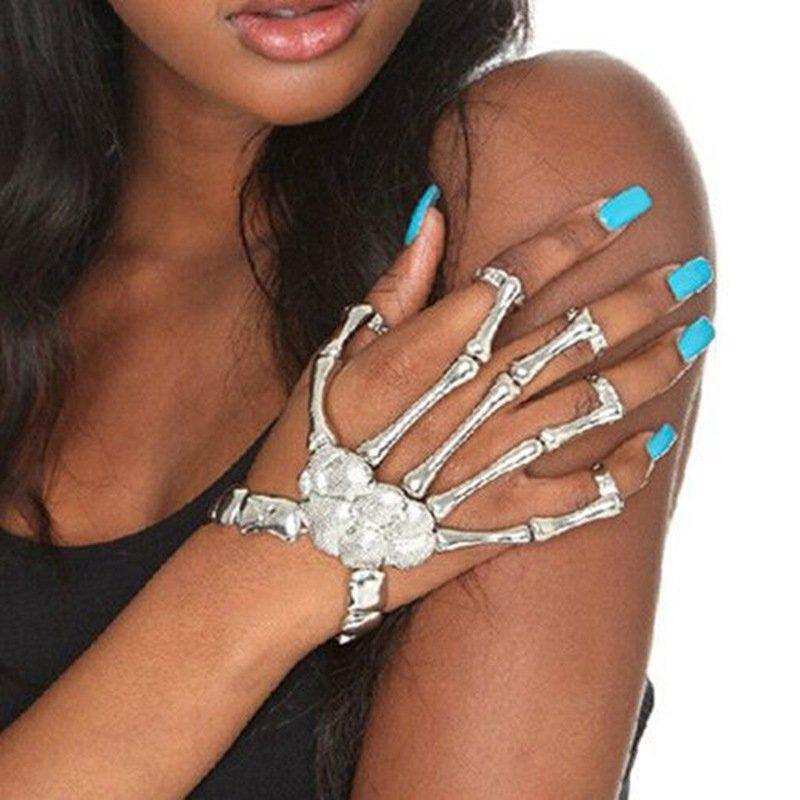 Props Gift Fun night party
 Party Punk Finger Bracelet Gothic Skull Skeleton Bone Hand Finger Bracelet